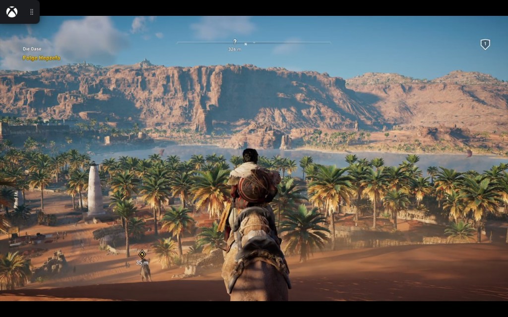 Screenshot aus dem Spiel Assassin's Creed Origins. Zu sehen ist der Prolog des Action-Adventures.